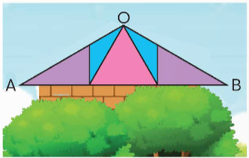A colorful triangular roof over a brick wall

Description automatically generated
