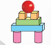 A colorful toy blocks with a red ball on top

Description automatically generated