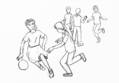 A sketch of a group of people playing football

Description automatically generated