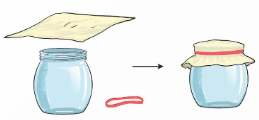 A drawing of a jar and a rubber band

Description automatically generated