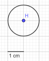 A graph paper with a circle and a blue dot

Description automatically generated