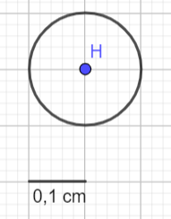 A graph paper with a circle with a blue dot and a black circle with a black line and a black circle with a blue dot in the center

Description automatically generated