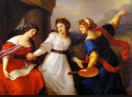 A painting of women in white dresses

Description automatically generated