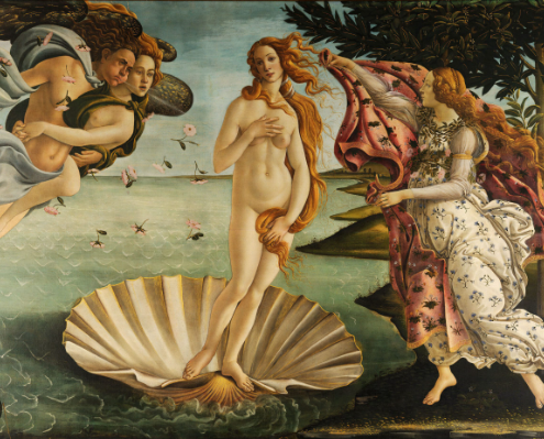 A painting of a person in a shell

Description automatically generated
