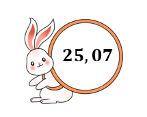 A cartoon rabbit holding a circle

Description automatically generated