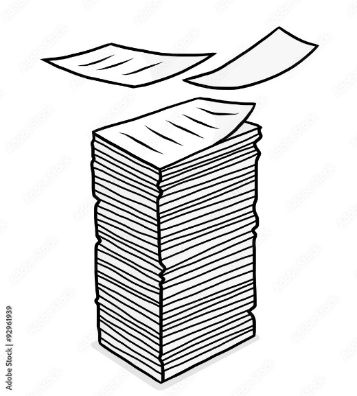 stack of paper / cartoon vector and illustration, grayscale, hand drawn  style, isolated on white background. Stock Vector | Adobe Stock