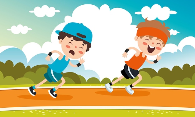 Premium Vector | Cartoon illustration of a little kid running