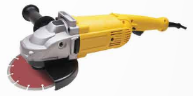 A yellow and grey angle grinder

Description automatically generated