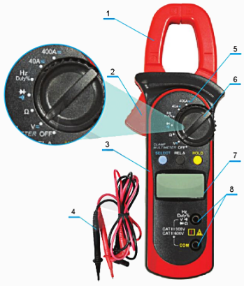 A close-up of a digital multimeter

Description automatically generated