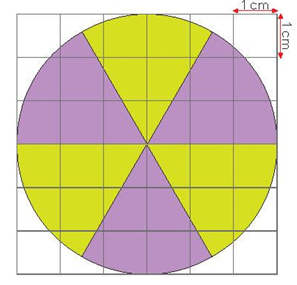 A yellow and purple circle with a yellow center

Description automatically generated