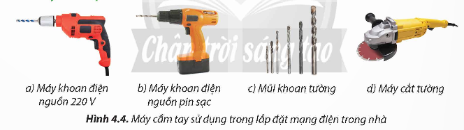 A drill and drill bits

Description automatically generated