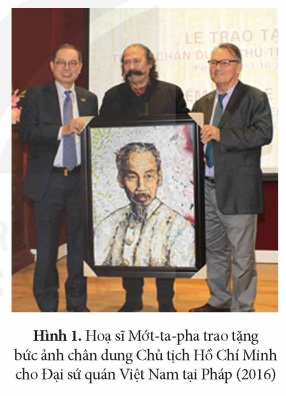 A group of men holding a painting

Description automatically generated