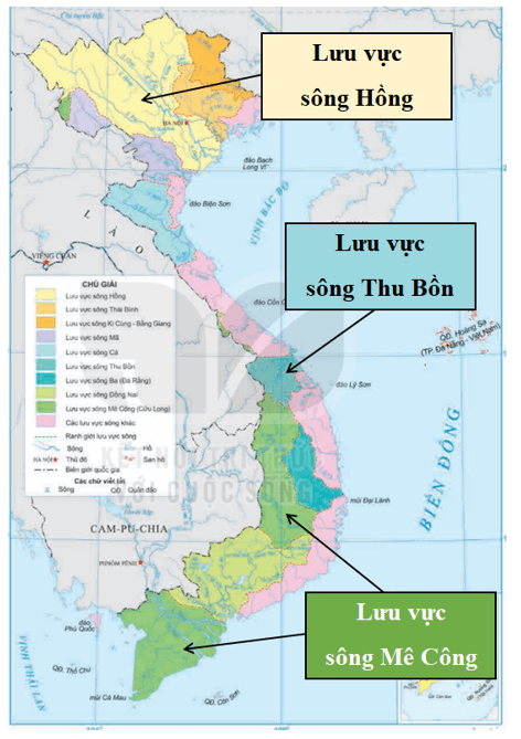 Đọc thông tin mục a và quan sát vào hình 6.1 hãy Xác định phạm vi lưu vực 