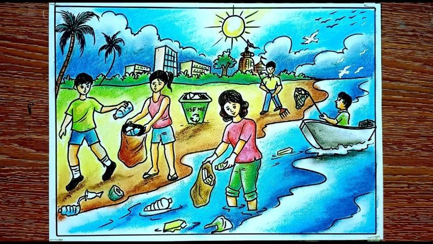 Swachh sagar surakshit sagar Drawing | Clean Coast Safe Sea | Garbage ...