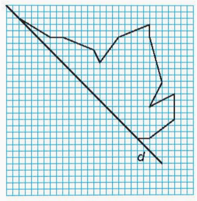 A drawing of a leaf on a graph paper

Description automatically generated