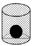 A black circle on a cylinder

Description automatically generated