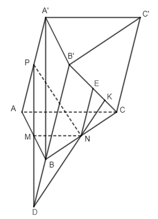 A diagram of a triangle with lines and letters

Description automatically generated