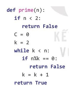 Trong khi viết hàm có thể có nhiều lệnh return. Quan sát hàm sau và giải thích ý nghĩa của những lệnh return. Hàm này có điểm gì khác so với hàm prime( ) đã được mô tả trong phần thực hành.