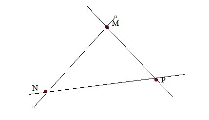 A diagram of a triangle with lines and points

Description automatically generated