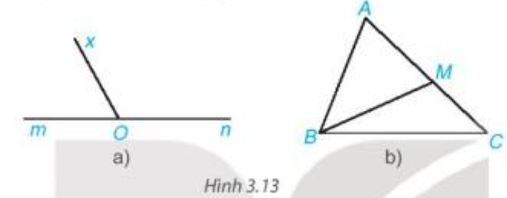 Cho Hình 3.13, hãy kể tên các cặp góc kề bù