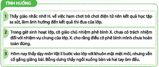 Đóng vai thể hiện hành vi phù hợp trong những tình huống sau