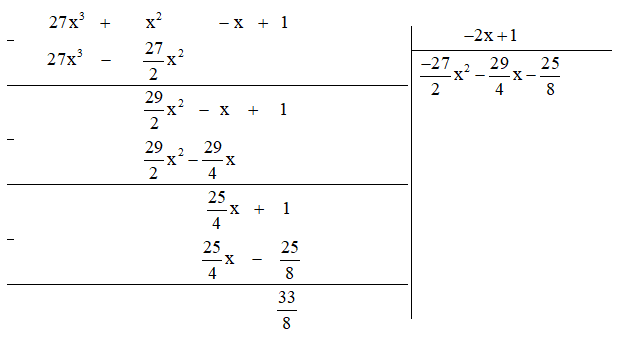 Tính: (6x^2 - 2x + 1) : (3x - 1)