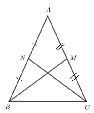 A triangle with lines and letters

Description automatically generated