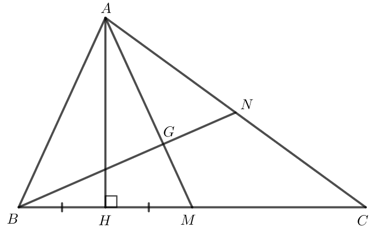 Cho tam giác ABC có hai đường trung tuyến AM và BN cắt nhau tại G