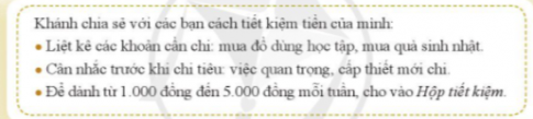 Nhận xét cách tiết kiệm tiền của bạn Khánh trong tình huống trên
