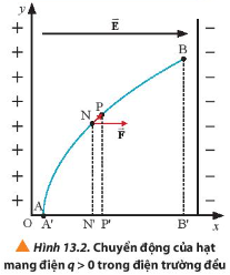 Quan sát Hình 13.2, xác định công của lực điện tác dụng lên điện tích q ></span></span>0 khi q di chuyển từ A' đến B'.