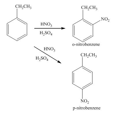 Viết phương trình phản ứng của ethylbenzene với các tác nhân sau: a) Br2/FeBr3, to;  b) HNO3 đặc/H2SO4 đặc.