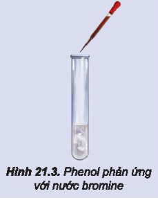 Phản ứng của phenol với nước bromine được tiến hành như sau: ... Nước bromine mất màu và xuất hiện kết tủa trắng. Hãy giải thích hiện tượng xảy ra và viết phương trình hoá học của phản ứng.