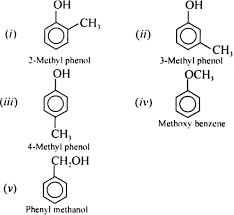 Viết công thức cấu tạo của các đồng phân Phenol có công thức C7H8O. Tên các đồng phân đó