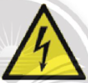 A yellow triangle with black lightning bolt

Description automatically generated