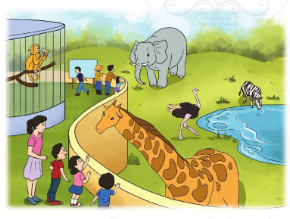 A cartoon of kids and animals

Description automatically generated