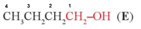 Đánh số vị trí các nguyên tử carbon liên tục từ một đầu bất kì của mạch carbon đến cuối mạch đối với các chất (E) và (F) ở Bảng 11.1. Nhóm –OH trong phân tử các chất này có thể gắn với carbon ở vị trí nào trong mạch carbon của chúng?...