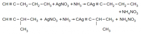 Viết công thức cấu tạo của các alkyne có công thức phân tử C5H8 và tác dụng được với dung dịch silver nitrate trong ammonia.