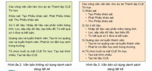 Giải Tin học 8 Kết nối bài 8 Làm việc với danh sách dạng liệt kê và hình ảnh trong văn bản