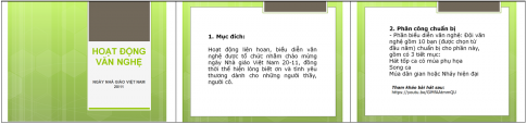 Hãy xây dựng một bài trình chiếu giới thiệu về một hoạt động của trường hoặc của lớp mà em yêu thích