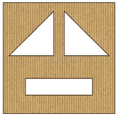 A cardboard cutout of a triangle and a rectangle

Description automatically generated