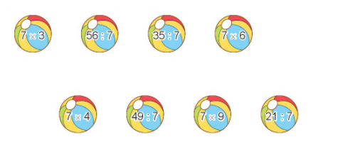 Hoạt động Bài 1: Số?Trả lời:Bài 2: Rô-bốt lấy các quả bóng ghi phép tính có kết quả bé hơn 28. Hỏi Rô-bốt lấy được bao nhiêu quả bóng như vậy?Trả lời:Ta có: 7 x 3 = 21      56 : 7 = 8         35 : 7 = 5          7 x 6 = 427 x 4 = 28       49 : 7 = 7        7 x 9 = 63        21 : 7 = 3Rô-bốt lấy các quả bóng ghi phép tính có kết quả bé hơn 28, do đó Rô-bốt lấy được 5 quả bóng như vậyBài 3: Mỗi tuần lễ có 7 ngày. Bố của Mai đi công tác 4 tuần lễ. Hỏi bố của Mai đi công tác bao nhiêu ngày?Trả lời:Số ngày mà bố của Mai đi công tác là:7 x 4 = 28 (ngày)Đáp số: 28 ngàyLuyện tập 