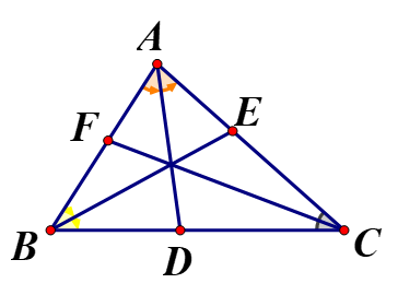 A triangle with red dots and blue lines

Description automatically generated