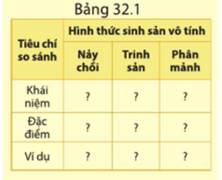 BÀI 32. KHÁI QUÁT VỀ SINH SẢN VÀ SINH SẢN VÔ TÍNH Ở SINH VẬT