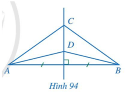 BÀI 9: ĐƯỜNG TRUNG TRỰC CỦA MỘT ĐOẠN THẲNGKhởi độngCâu hỏi: Hình 86 minh họa chiếc cân thăng bằng và gợi nên hình ảnh đoạn thẳng AB, đường thẳng d. Đường thẳng d có mối liên hệ gì với đoạn thẳng AB?Trả lời rút gọn:Đường thẳng d là đường trung trực của đoạn thẳng AB.I. Định nghĩaBài 1: Quan sát Hình 87:a. So sánh hai đoạn thẳng IA và IBb. Tìm số đo của các góc I1=I2Trả lời rút gọn:a) Ta thấy IA = IB.b) Ta thấy d ⊥ AB nên ..Bài 2: Cho tam giác ABC và M là trung điểm của BC. Biết . Chứng minh AM là đường trung trực của đoạn thẳng BCTrả lời rút gọn:Ta có:  mà  (hai góc kề bù).Suy ra  hay AM ⊥ BC.Ta có AM ⊥ BC tại trung điểm M của BC nên AM là đường trung trực của BC.II. Tính chấtBài 1: Cho đoạn thẳng AB có trung điểm O, d là đường trung trực của đoạn thẳng AB, điểm M thuộc  d, M khác O (Hình 90). Chứng minh rằng:a. ΔMOA=ΔMOBb. MA = MBTrả lời rút gọn:a) Xét ∆MOA vuông tại O và ∆MOB vuông tại O có:MO chung.OA = OB (theo giả thiết).Do đó ∆MOA = ∆MOB (2 cạnh góc vuông).b) Do ∆MOA = ∆MOB (2 cạnh góc vuông) nên MA = MB (2 cạnh tương ứng).Bài 2: Hình 91 mô tả mặt cắt đứng của một ngôi nhà với hai mái là OA và OB, mái nhà bên trái dài 3m. Tính chiều dài mái nhà bên phải biết rằng điểm O thuộc đường trung trực của đoạn thẳng AB.Trả lời rút gọn:Do O thuộc đường trung trực của đoạn thẳng AB nên OA = OB = 3 m.Vậy chiều dài mái nhà bên phải là 3 m.Bài 3: Cho đoạn thẳng AB có trung điểm O. Giả sử M là một điểm khác O sao cho MA = MB.a. Hai tam giác MOA và MOB có bằng nhau hay không? Vì sao?b. Đường thẳng MO có là đường trung trực của đoạn thẳng AB hay không? Vì sao?Trả lời rút gọn:a) Xét ∆MOA và ∆MOB có:MO chung.OA = OB (theo giả thiết).MA = MB (theo giả thiết).Do đó ∆MOA = ∆MOB (c - c - c).b) Do ∆MOA = ∆MOB (c - c - c) nên OA = OB (2 cạnh tương ứng) và  (2 góc tương ứng).Do OA = OB và O nằm giữa A và B nên O là trung điểm của AB.Do  mà  nên Do đó MO ⊥ AB.Khi đó MO vuông góc với AB tại trung điểm O của AB.Vậy MO là đường trung trực của đoạn thẳng AB.Bài 4: Cho tam giác ABC cân tại A.a. Điểm A có thuộc đường trung trực của đoạn thẳng BC hay không? Vì sao?b. Đường thẳng qua A vuông góc với BC cắt canh BC tại H. Đường thẳng AH có là đường trung trực của đoạn thẳng BC hay không? Vì sao?Trả lời rút gọn:a) Tam giác ABC cân tại A nên AB = AC.Do AB = AC nên A thuộc đường trung trực của đoạn thẳng BC.b) Xét ∆AHB vuông tại H và ∆AHC vuông tại H có:AB = AC (chứng minh trên).AH chung.Do đó ∆AHB = ∆AHC (cạnh huyền - cạnh góc vuông).Suy ra HB = HC (2 cạnh tương ứng).Mà H nằm giữa B và C nên H là trung điểm của BC.Ta có AH vuông góc với BC tại trung điểm H của BC nên AH là đường trung trực của đoạn thẳng BC.III. Vẽ đường trung trực của một đoạn thẳngIV. Bài tập