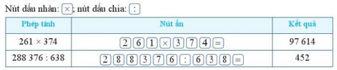 CHƯƠNG 1: SỐ TỰ NHIÊNBÀI 4: PHÉP NHÂN, PHÉP CHIA CÁC SỐ TỰ NHIÊN1. PHÉP NHÂNBài 1: Đặt tính để tính:341 x 157Đáp án chuẩn:Bài 2: Tính một cách hợp lí:a) 250 . 1 476 . 4;b) 189 . 509 - 189 . 409Đáp án chuẩn:a) 1 476 000b) 189 000Bài 3: Một gia đình nuôi 80 con gà. Biết trung bình một con gà ăn 105 g thức ăn trong một ngày. Gia đình đó cần bao nhiêu ki-lô-gam thức ăn cho đàn gà trong 10 ngày?Đáp án chuẩn:105 . 10 = 1 050 (g) = 1,05 (kg)2. PHÉP CHIABài 1: Đặt tính để tính thương: 139 004 : 236Đáp án chuẩn:Bài 2: Đặt tính để tính thương và số dư của phép chia:5 125 : 320Đáp án chuẩn:BÀI TẬP