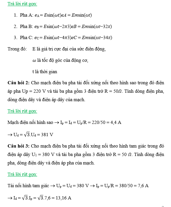 BÀI 3. MẠCH ĐIỆN XOAY CHIỀU BA PHA