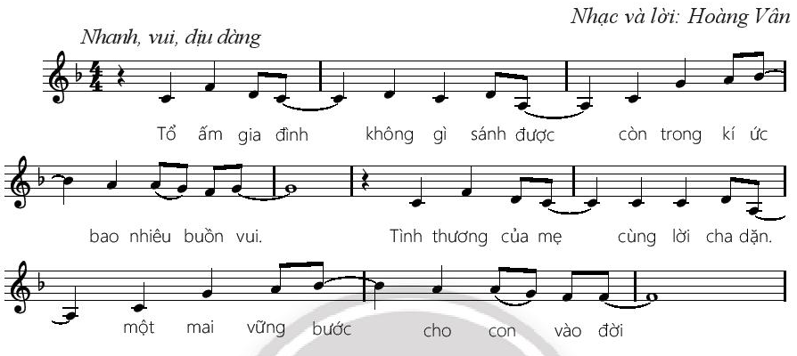 CHỦ ĐỀ 2. GIA ĐÌNH YÊU THƯƠNGTIẾT 1. HÁT - NIỀM VUI GIA ĐÌNHHOẠT ĐỘNG KHỞI ĐỘNG- GV chiếu một số bức tranh, yêu cầu HS tìm ra chủ đề chung nói về những bức tranh ấy:- GV tổ chức chơi trò chơi, trình bày luật chơi: GV chia lớp thành 2 (hoặc 3) nhóm tương ứng với các dãy bàn. Khi GV nêu câu hỏi. GV lần lượt gọi các nhóm trả lời. Nhóm nào không trả lời được thì nhóm đó sẽ thua cuộc, trò chơi được diễn ra cho đến khi còn duy nhất một đội cuối cùng.- GV đặt câu hỏi: Các em hãy kể tên các bài hát nói về chủ đề gia đình (tình cảm cha con, mẹ con, anh chị em, ông bà,…)? Gợi ý:+ Gia đình nhỏ, hạnh phúc to+ Ba ngọn nến lung linh+ Bố là tất cả+ Bàn tay mẹ+ Tổ ấm gia đình+ Ba kể con nghe….HOẠT ĐỘNG HÌNH THÀNH KIẾN THỨC