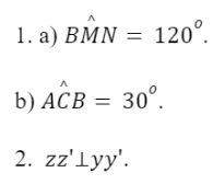 BÀI 10. TIÊN ĐỀ EUCLID, TÍNH CHẤT CỦA HAI ĐƯỜNG THẲNG SONG SONG1. TIÊN ĐỀ EUCLID VỀ ĐƯỜNG THẲNG SONG SONGBài 1: Cho trước đường thẳng a và một điểm M không nằm trên đường thẳng a. (H.3.31).Dùng bút chì vẽ đường thẳng b đi qua M và song song với đường thẳng a.Dùng bút màu vẽ đường thẳng c đi qua M và song song với đường thẳng a.Em có nhận xét gì về vị trí của hai đường thẳng b và c?Đáp án chuẩn: Đường thẳng b và c trùng nhau.Bài 2: Phát biểu nào sau đây diễn đạt đúng nội dung của Tiên đề Euclid?(1) Cho điểm M nằm ngoài đường thẳng a. Đường thẳng đi qua M và song song với a là duy nhất.(2) Có duy nhất một đường thẳng song song với một đường thẳng cho trước.(3) Qua điểm M nằm ngoài đường thẳng a, có ít nhất một đường thẳng song song với a.Đáp án chuẩn: Phát biểu đúng: (1).2. TÍNH CHẤT CỦA HAI ĐƯỜNG THẲNG SONG SONG