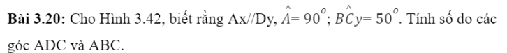 BÀI 10. TIÊN ĐỀ EUCLID, TÍNH CHẤT CỦA HAI ĐƯỜNG THẲNG SONG SONG1. TIÊN ĐỀ EUCLID VỀ ĐƯỜNG THẲNG SONG SONGBài 1: Cho trước đường thẳng a và một điểm M không nằm trên đường thẳng a. (H.3.31).Dùng bút chì vẽ đường thẳng b đi qua M và song song với đường thẳng a.Dùng bút màu vẽ đường thẳng c đi qua M và song song với đường thẳng a.Em có nhận xét gì về vị trí của hai đường thẳng b và c?Đáp án chuẩn: Đường thẳng b và c trùng nhau.Bài 2: Phát biểu nào sau đây diễn đạt đúng nội dung của Tiên đề Euclid?(1) Cho điểm M nằm ngoài đường thẳng a. Đường thẳng đi qua M và song song với a là duy nhất.(2) Có duy nhất một đường thẳng song song với một đường thẳng cho trước.(3) Qua điểm M nằm ngoài đường thẳng a, có ít nhất một đường thẳng song song với a.Đáp án chuẩn: Phát biểu đúng: (1).2. TÍNH CHẤT CỦA HAI ĐƯỜNG THẲNG SONG SONG