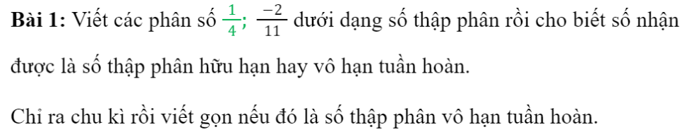 BÀI 5. LÀM QUEN VỚI SỐ THẬP PHÂN VÔ HẠN TUẦN HOÀNĐáp án chuẩn: Bài 2: Làm tròn số 3,14159 với độ chính xác 0,005.Đáp án chuẩn: 3,14Bài 3: Ước lượng kết quả phép tính 31,(81).4,9 bằng cách làm tròn hai thừa số đến hàng đơn vị.Đáp án chuẩn: 160.BÀI TẬP CUỐI SGK